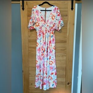 Floral Dress in Pink and Orange